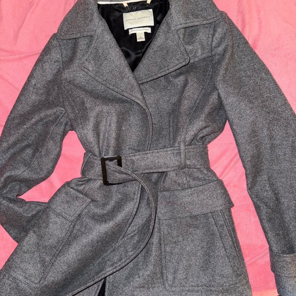 Banana Republic Charcoal Belted Trench Coat